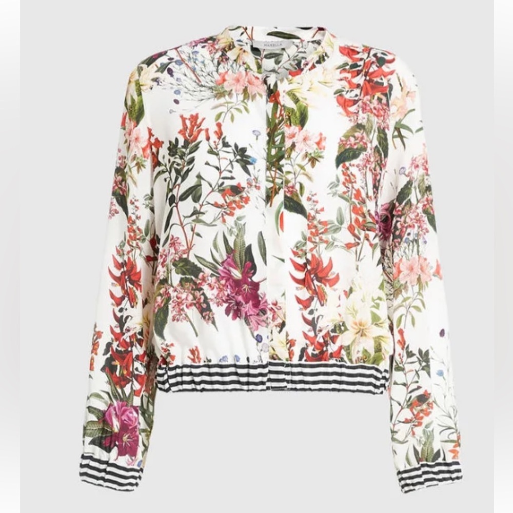 MARELLA 100% Silk Floral Patterned Blouson sz 4